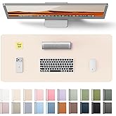 YSAGi Leather Desk Pad Protector, Office Desk Mat, Large Mouse Pad, Non-Slip PU Leather Desk Blotter, Laptop Desk Pad, Waterproof Desk Writing Pad for Office and Home (Cream, 23.6" x 13.8")