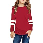 Ebifin Girls Casual Short/Long Sleeve T Shirts Kids Loose Soft Striped Color Block Tunic Tops, Tees Blouses Size 4-15 Years