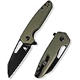 Kizer Helmet Folding Pocket Knife, 3.17" Sharp Nitro V Steel Blade Camping Knife for Men Women, G10 Green Handle Small EDC Hunting Hiking Knives, Liner Lock Flipper Knives for Outdoor, V3557M2