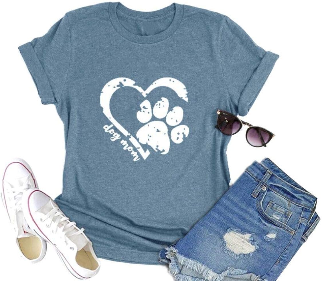 Buy Women Dog Mom TShirt Casual Short Sleeve Dog Lover Funny Animal