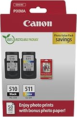 Canon PG-510 CL-511 Ink Cartridges 2 Pack Black Colour Photo Paper 4x6 view 1