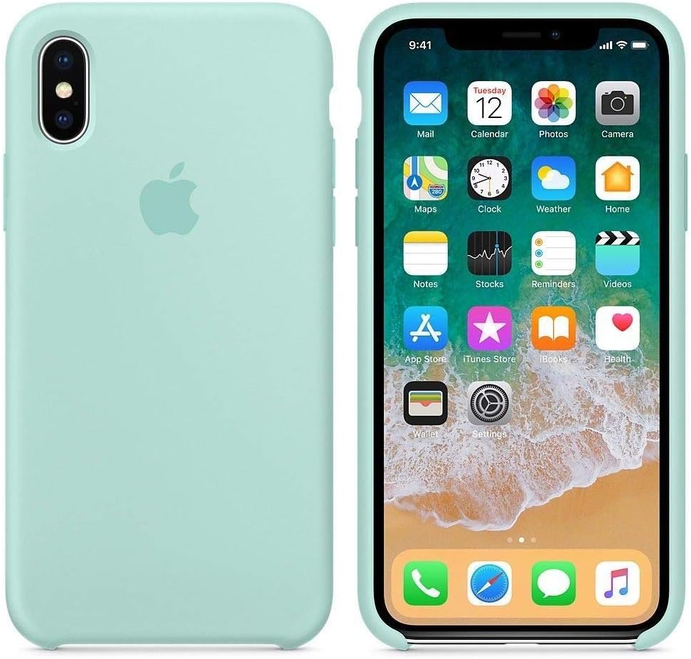 iPhone X Silicone Case, Liquid Silicone Gel Rubber Shockproof Case and Ultra Soft Microfiber Cloth Lining Cushion for Apple iPhone X/10 (Marine Green)