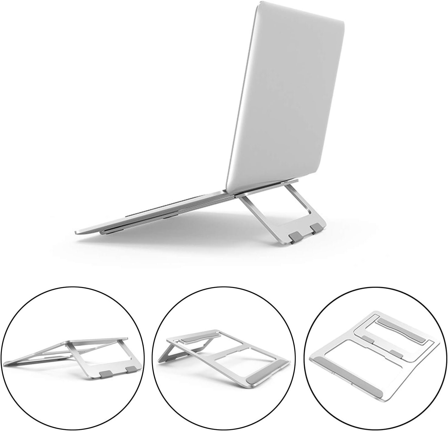RAINBEAN Adjustable Laptop Stand, Foldable Lightweight Ventilated Laptop Riser Holder for Desk with Anti-Slip Design, Portable Bracket for Office Compatible for MacBook Pro/Air,Dell,Support up to 18"