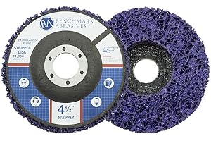 Benchmark Abrasives 4 1/2 Inch Stripping Disc with 7/8" Arbor Angle Grinder Disc Rust Remover for Metal Paint Stripper & Removal on Wood, Plastic - Metal Polishing Wheel - (5 Pack), Extra Coarse