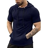 Aiyino Men's Short Sleeve Hoodie Workout Gym Sweatshirt Muscle Fit Fashion Athletic Hoodies Pullover Hooded T-Shirts