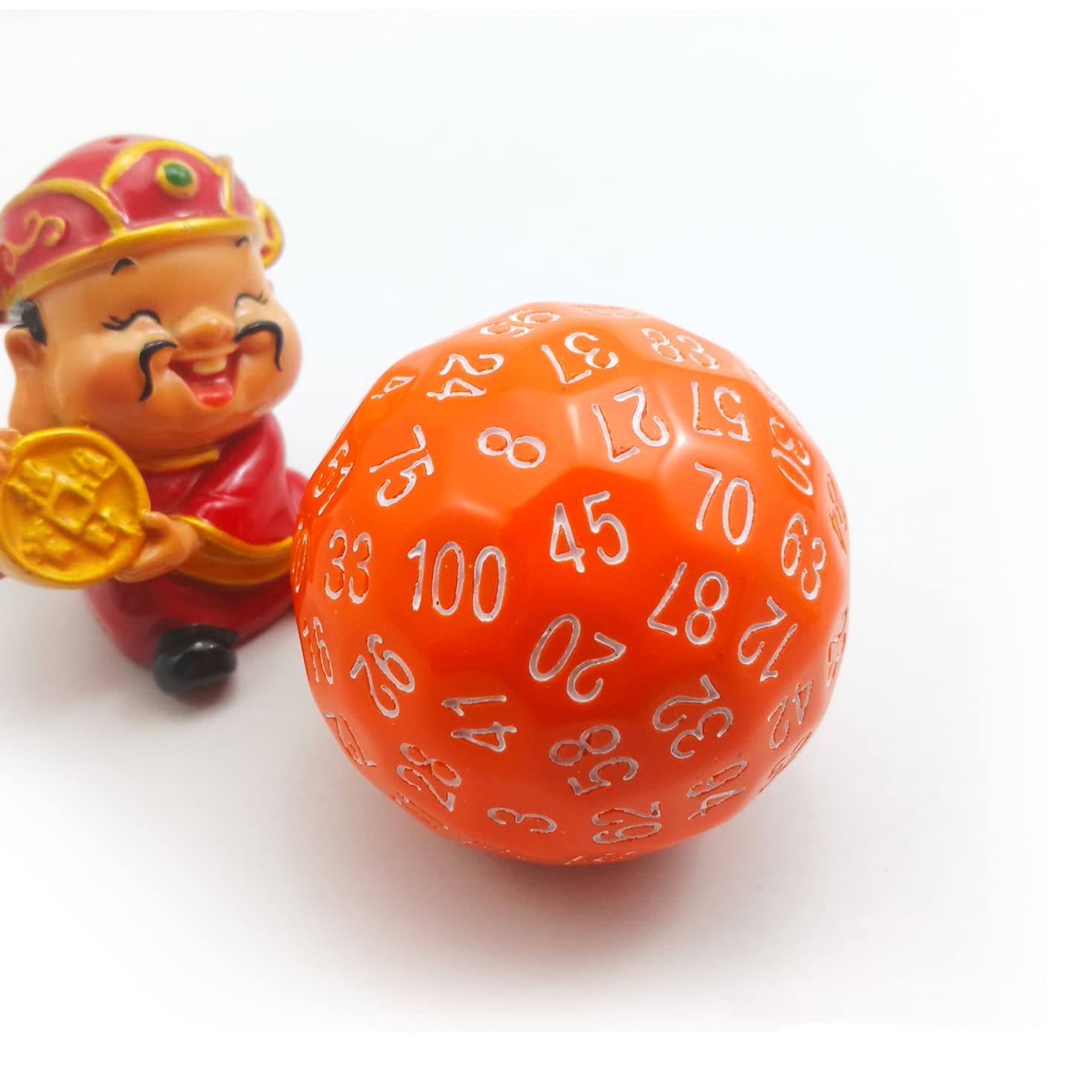 Bescon Polyhedral D100 Die - 100 Sided Cube, Game Dice of Orange Color