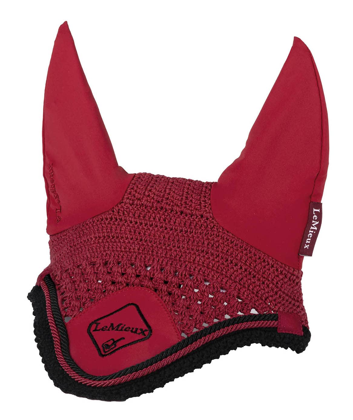 LeMieux Classic Crochet Fly Hood with Comfortable Lycra Ears in Chilli - Sport Horse Wear for Competitive Rider - Medium