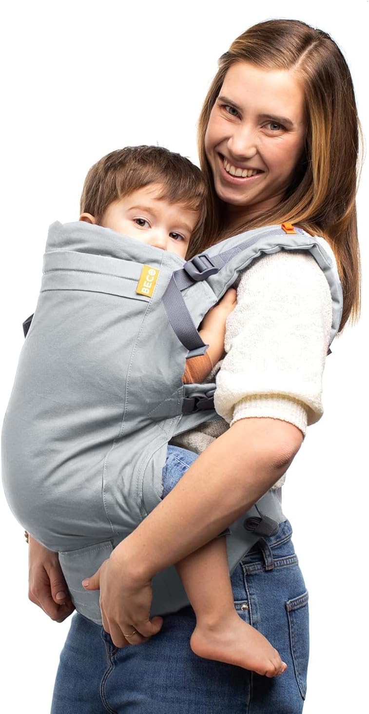 Beco Toddler Carrier 100% Cotton Extra Wide Seat Front-Carry Backpack Grey