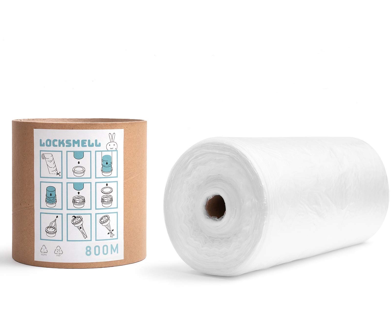 LOCKSMELL Nappy Bin Liner (800m) Compatible with Tommee Tippee Sangenic & Other Nappy Bin Cartridges| Equivalent to 64 Sangenic Refills + REFILL TUBE โ image 1