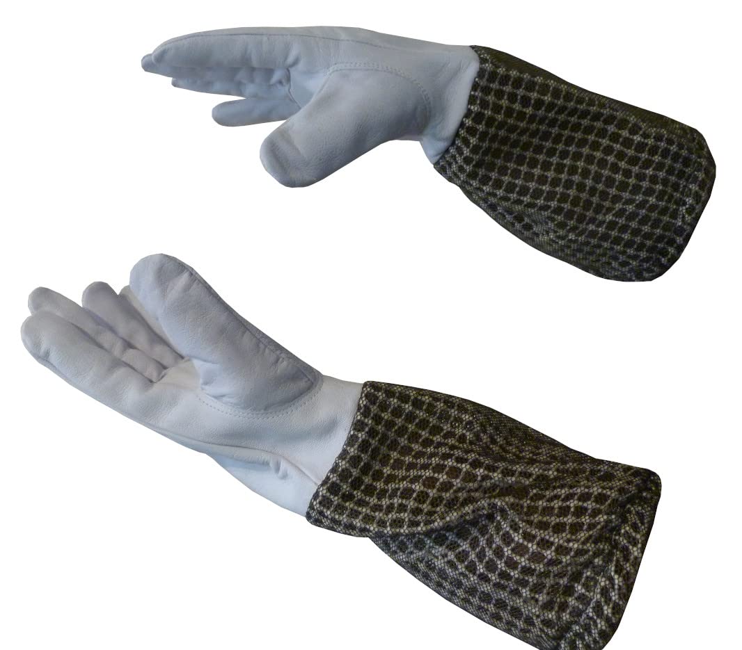 AGS Beekeeper gloves 3 Layer Ultra Ventilated Green Bee keeping gloves beekeeping bee gloves 3-layer protection (Medium)