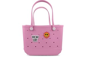 Jesslynne Beach Rubber Bag Tote Bag,Extra Large Waterproof Travel Women Handbag with Charms for Sports Beach Groceries Pool