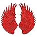 Large Angel Wings Sequin Patches Iron on Sew on Appliques Embroidered Motif for DIY Clothes (Red)