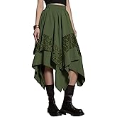Yimoon Womens Renaissance Skirt Lace Tiered Asymmetrical Flowy Fairy Long Skirt High Waist Gothic Midi Skirts
