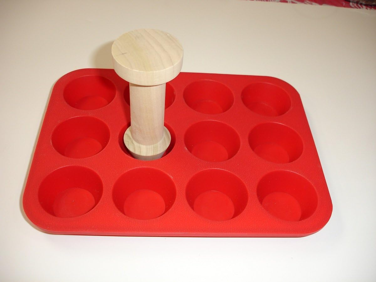 Ddaisy Tart Tamper & Silicone Mini Muffin Pan Combo 12Cup Red