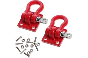 SHARE GOO ShareGoo Metal RC Crawler Trailer Tow Hook Hooks Buckle Winch Shackles RC Decorations Accessories Compatible with 1/10 Scale RC Crawler Truck TRX4 D90 SCX10 Climbing Car (Red)