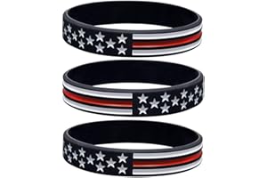 Sainstone Thin Red Line American Flag Bracelets - Power of Faith Silicone Rubber Wristband Band Set for Americanism, Patriotic, Holiday, Fundraisers, Awareness, Gifts for Teens Men Women