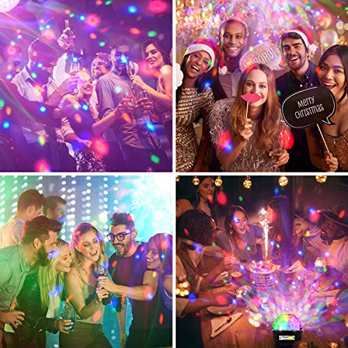 Disco Ball Lights,9 Color LED Stage Light Crystal Magic Ball Lamp Rotating Party Light Sound Activated Strobe Light MP3 Player with Remote Control and USB for Party Xmas Wedding (Disco Ball Light)
