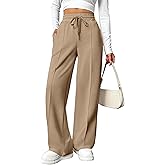 PINSPARK Wide Leg Sweatpants Women High Waisted Baggy Sweat Pants Elastic Elevated Seams Loose Active Pants with Pockets