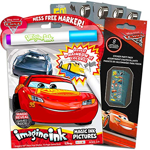 Disney Cars Imagine Ink Coloring Book Set for Toddlers Kids -- Mess-Free Coloring Book with Magic Invisible Ink Pen and Over 100 Disney Cars Stickers (No Mess Art)
