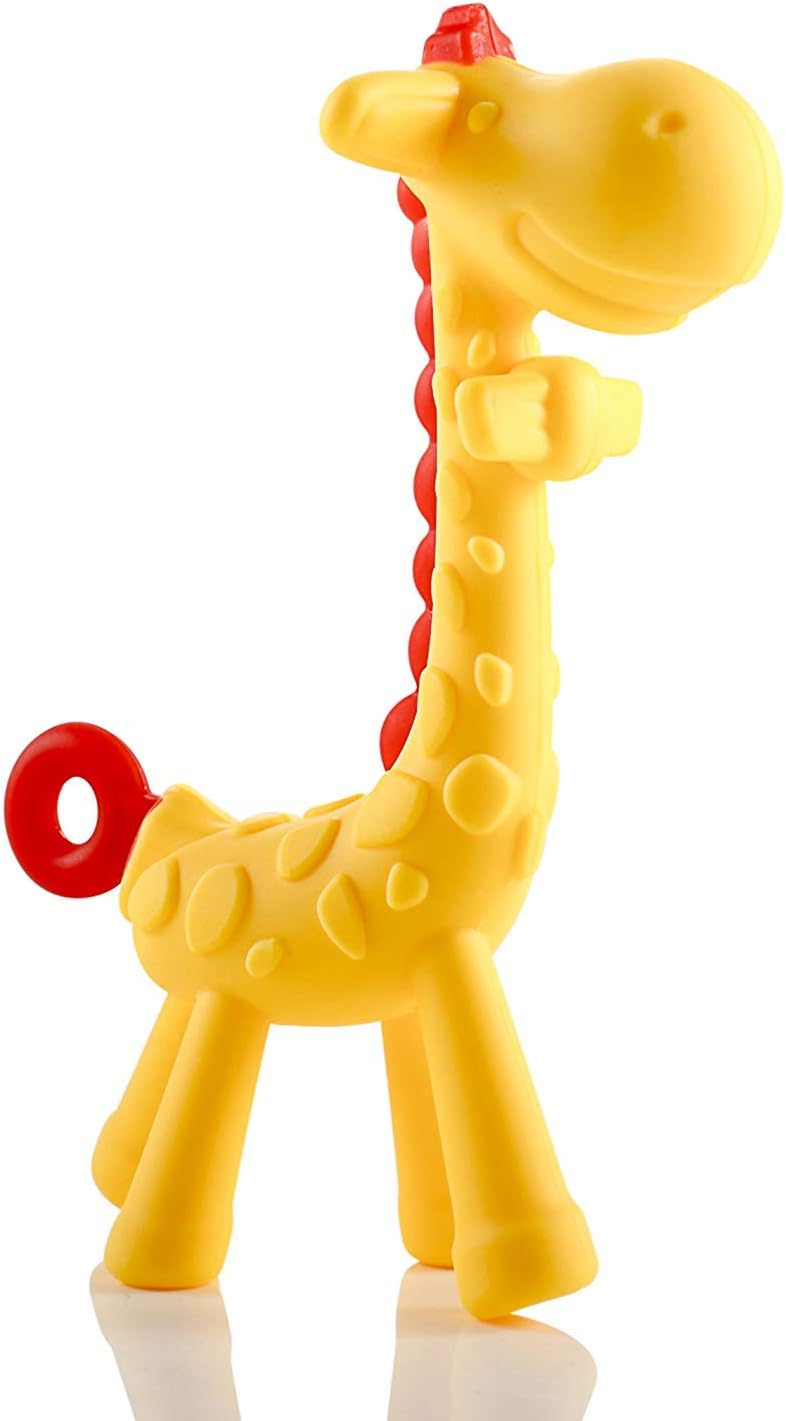 Olele Baby Teething Toys (4 Pack),Natural Organic Safe Soft Silicone Fruit Giraffe Teethers Set with Pacifier Clip/Holder for Newborn Infants and Toddlers, Boys & Girls - Babies Shower GIF: Toys & Games