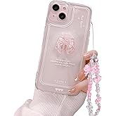 Ownest Compatible for iPhone 13 Cute 3D Pink Bowknot Slim Clear Aesthetic Design Women Teen Girls Camera Lens Protection Phone Cases Cover