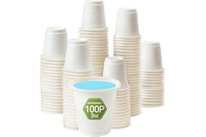 [100 Pack] 3 oz Bathroom Cups, 100% Compostable, Biodegradable Eco-Friendly for Mouthwash, Rinsing, Shot Disposable for Tasti