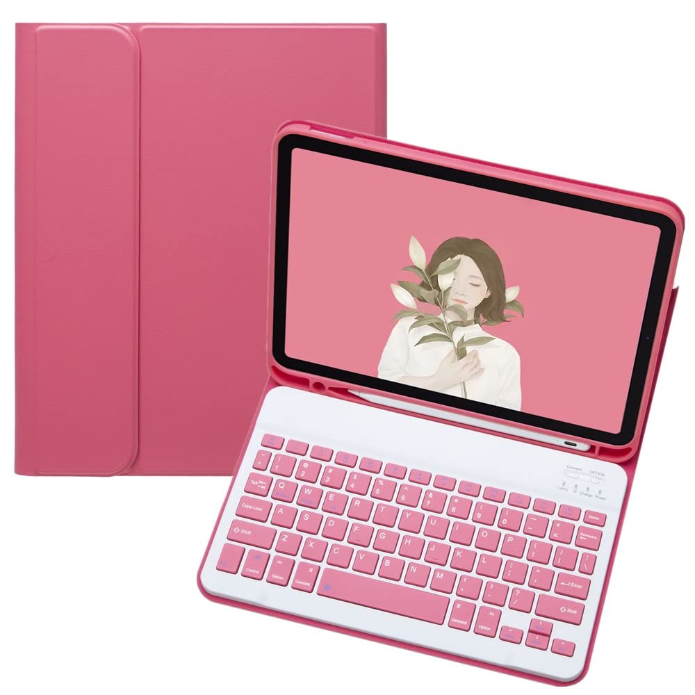 YEEHi Color Keyboard Case for iPad Pro 11 inch 4th/3rd/2nd/1st Generation Case with Cute Magnetic Detachable Bluetooth Keyboard Cover with Pencil Holder (Dark Pink)