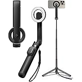 Spigen Selfie Stick Tripod Stand with Bluetooth Remote Control Shutter 24" Extendable Compatible with MagSafe iPhone 17/16/15/14/13/12 Pixelsnap Pixel 10 Series & More - Black (S571W)