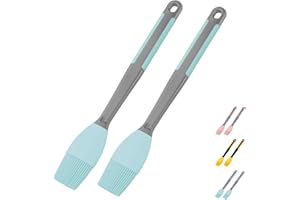 TUYOTUE Silicone Pastry Basting Brush - 2Pcs Extra Long Silicone Basting Brush for Grilling,2inch Wide Heat Resistant Brushes Spread Oil Butter Sauce Marinade for Cooking Baking BBQ(Blue 2)