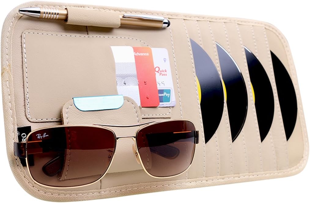 SZAT PRO Car Sun Visor CD Storage Cases Clip Black: Automotive