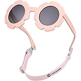 COCOSAND Toddler Sunglasses with Strap Polarized Lens Retro Flexible Flower Frame for Baby Kids Boys Girls Age 3-24 Months