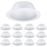 TORCHSTAR 12-Pack 6 Inch Classic White Recessed Light Trim, Step Baffle with Detachable Ring, Full Metal, for 6 Inch Recessed