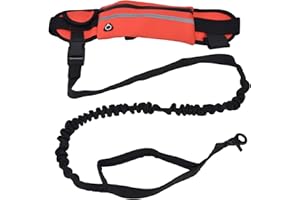Hands Free Dog Leash Detachable Zipper Bag Reflective Strip Design Flexible Waist Leash for Walking Running Jogging Hiking Tr