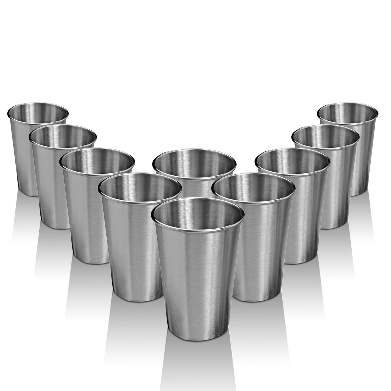 WANBY Stainless Steel Cups 500ml Unbreakable and Reusable Drinking Cups Eco-Friendly Healthy Tumbler Set for Milk Juice and Water Dishwasher Safe (10Pcs)
