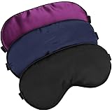 Hochoek Silk-Sleep-Mask Eye-Mask Eye-Cover Eyeshade - 100% Silk Soft Adjustable Strip Eye Cover(Black+Dark Blue+Purple)