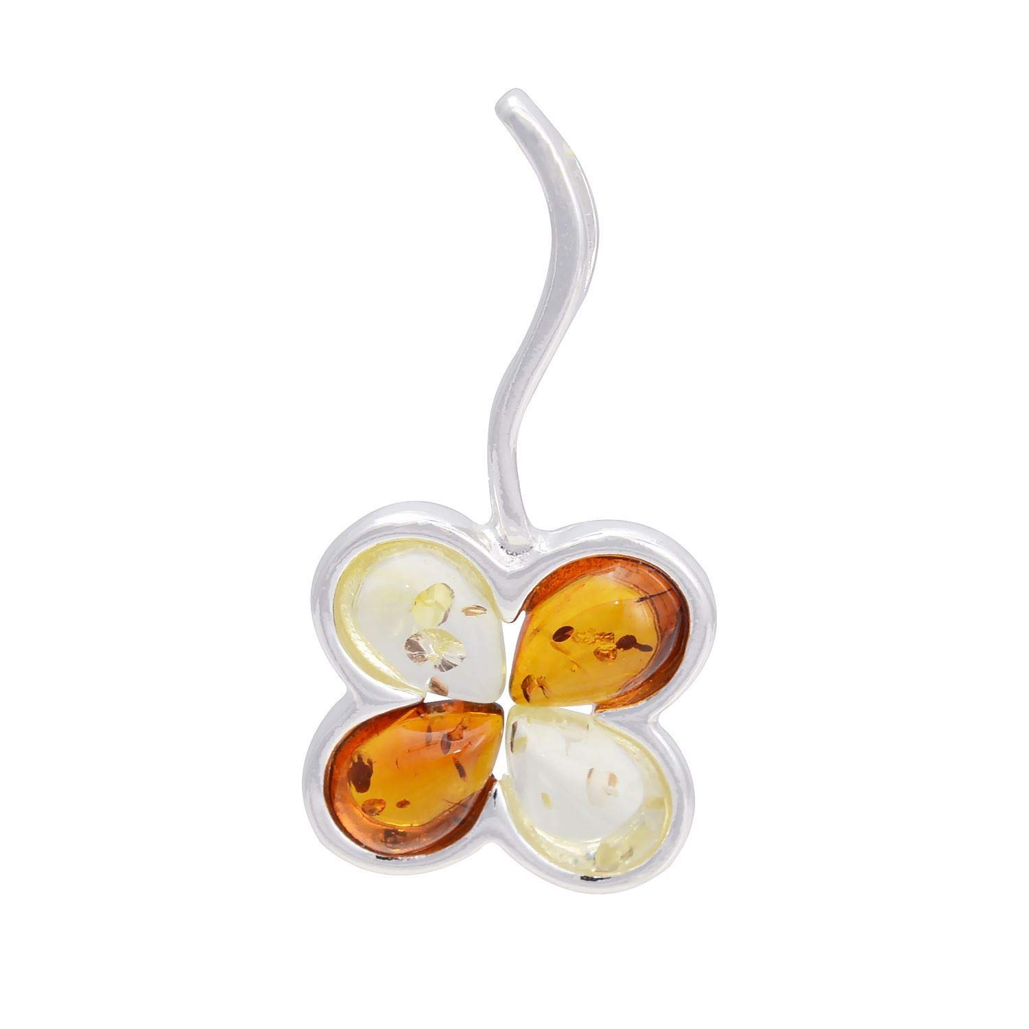HolidayGiftShops Sterling Silver and Baltic Amber Pendant Clover