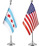 WXTWK 2 Pack American USA Chicago IL Desk Flag