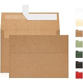 A7 Brown Kraft Envelopes Self Seal 100 Pack 120 GSM, 5.25 x 7.25 | Goefun Printable 5x7 Envelopes for Invitation, Mailing, We