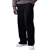 Fioboc Men's Baggy Sweatpants Wide Leg Pants Drawstring Elastic Waist Curved Design Casual Pants with Pockets