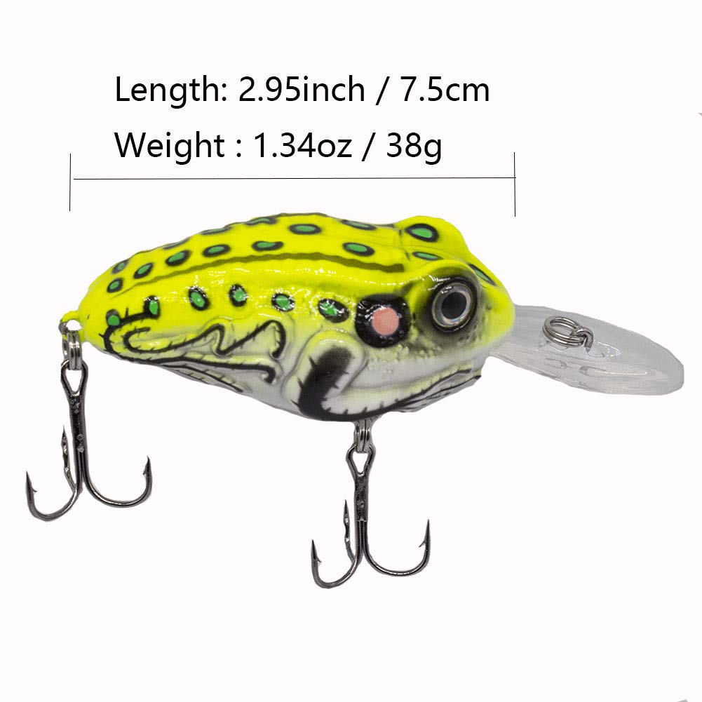 YL 0UTDOOR Frog Fishing Lures 2.95in/1.34oz Topwater Baits for Bass Snakehead Salmon Saltwater Freshwater Fishing