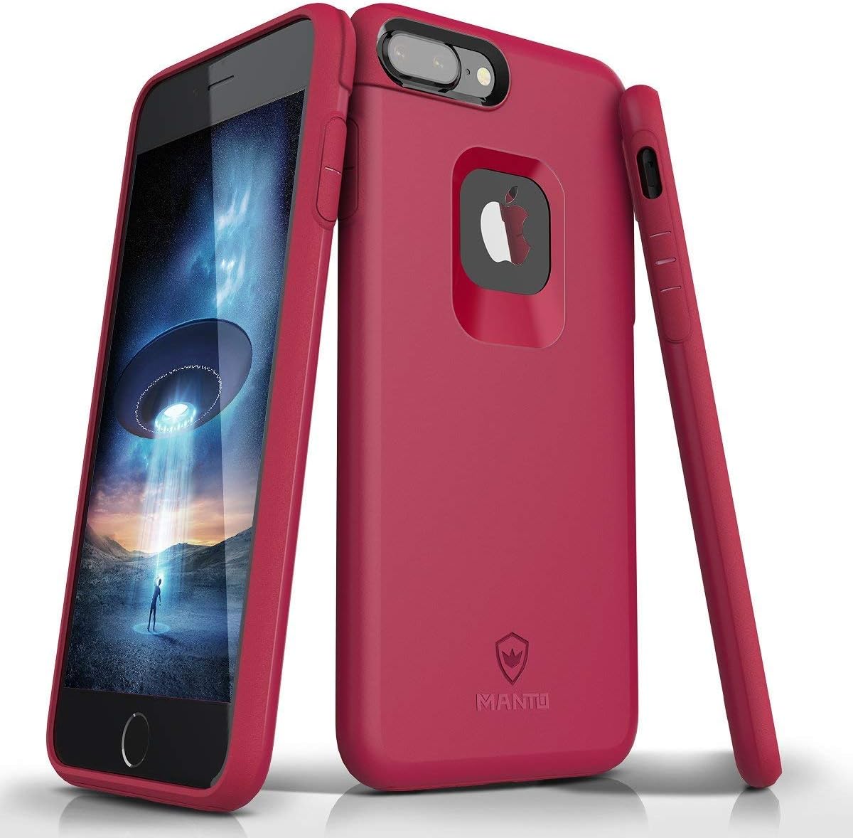 MANTO iPhone 7 Plus Case, iPhone 8 Plus Case, Dual Layer Shell Hard Plastic and TPU Bumper Full Protective Anti-Scratch Resistant Cover Case Compatible with iPhone 7 Plus/iPhone 8 Plus - Deep Pink
