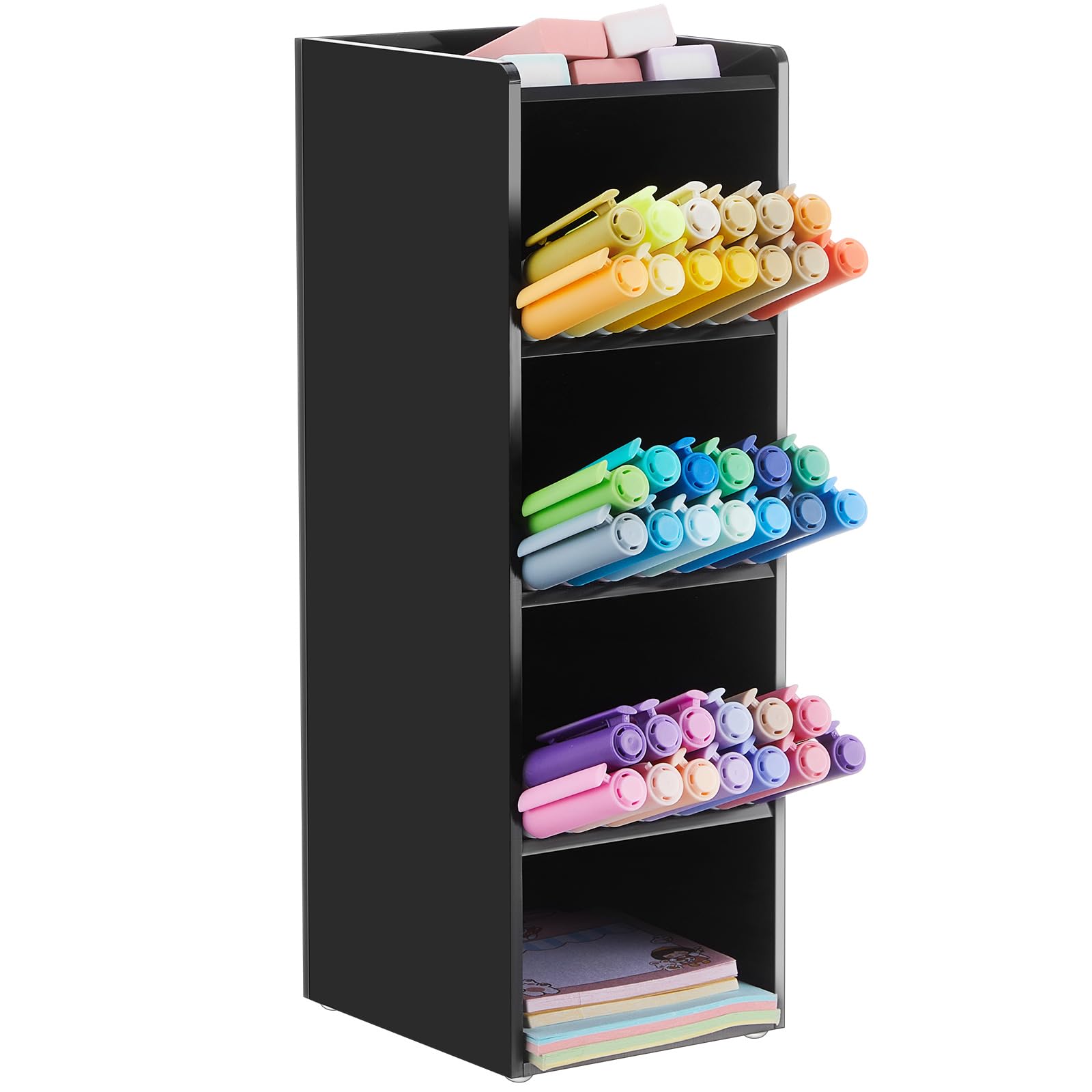 Photo 1 of MotiMind Acrylic Pen Organizer Storage Vertical Marker Organizer Acrylic Pen Display Holder for Office Desk Desktop Stationery Pencil Storage(Black,3.4 x 4 x 10.2 Inch)