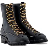 Wesco Highliner 10" Spur Climbing Lace-Up Black Leather Boots USA