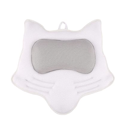 Healifty Bathtub Pillow Bath Headrest Cushion Spa Head Neck Support with Suction Cups White