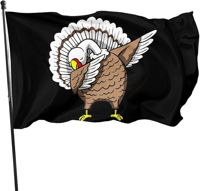Dabbing Thanksgiving Turkey Happy Funny Flags 3x5 Foot