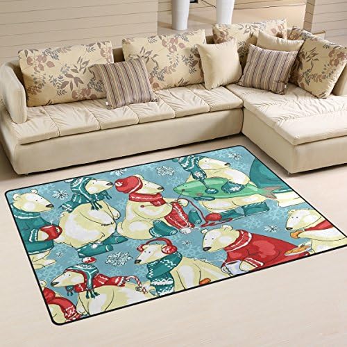 THUNANA Cyte Polar Bear Snow Pattern Soft Indoor Outdoor Area Rug Rugs Home Decor for Living Room Bedroom Kitchen