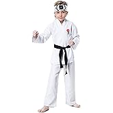 Treyrea Costume Karate Dress Up Uniform With Headband Belt Pretend Play Halloween Party Cosplay Outfit for Kids