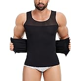 Clevvets Men Compression Shirts Undershirts Slimming Body Shaper Tummy Control Chest Waist Trainer Tank Top Vest