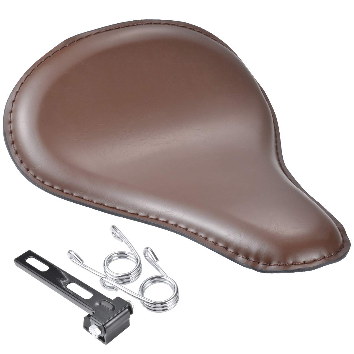 KATUR Motorcycle Slim Synthetic Leather Seat Brown Crocodile Mounting Cover Cowl Pad For Most of the Solo Passenger Harley Sportster Bobber Chopper Custom