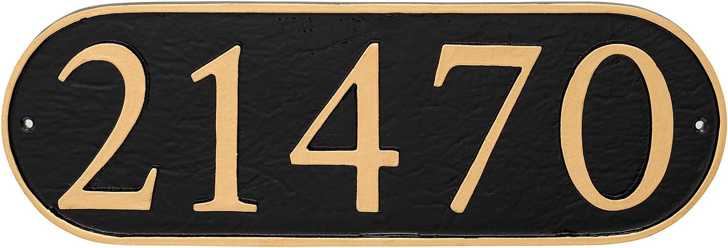 Address Signs - 16 Color Options, Address Number Store, Powder Coated Aluminum Horizontal Oblong Economy Series Address Plaque, Serif Font, Holds 4 or 5 Characters